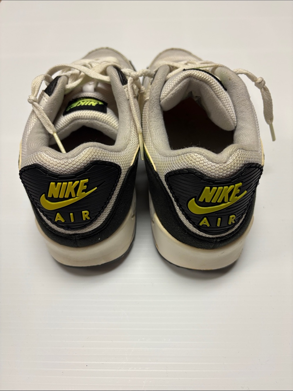 Nike Air Max 90 White Black Neon Lime Accent Sneakers - Picture 6 of 8